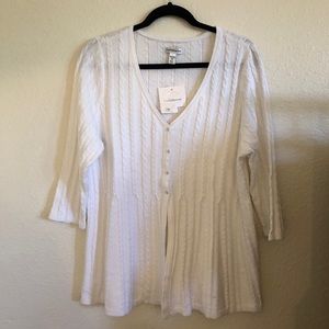 NWT Croft and Barrow Knit White Cardigan